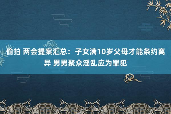 偷拍 两会提案汇总：子女满10岁父母才能条约离异 男男聚众淫乱应为罪犯